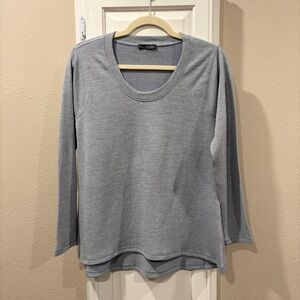 Nallie & Millie Blue/Gray Long Sleeve Scoop Neck Women's Top